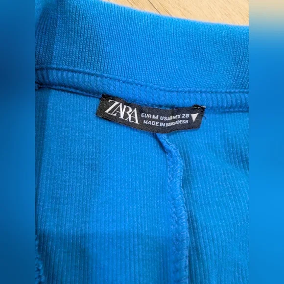 Zara cobalt blue collared V-neck ribbed sleeveless fit and flare mini dress - Picture 4 of 8